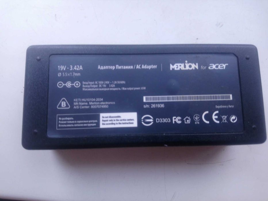 Блок питания ноутбука 19V 3.42A (под восстановление)