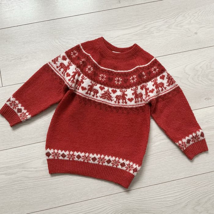 Sweter swiateczny dla dziewczynki 98 czerwony