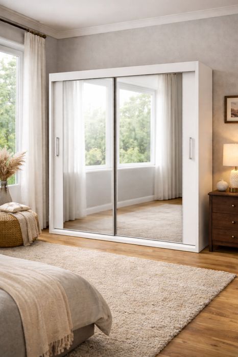 Nowa szafa przesuwna z lustrami 130x260 klasyczna biała