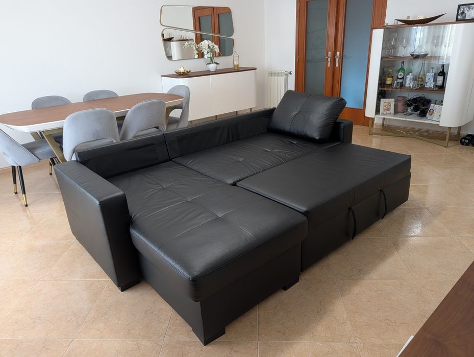 Sofá cama com chaise longue - IKEA Ragunda  - Como novo
