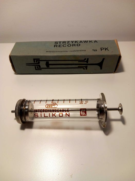 NOWA szklana strzykawka PRL retro vintage igły