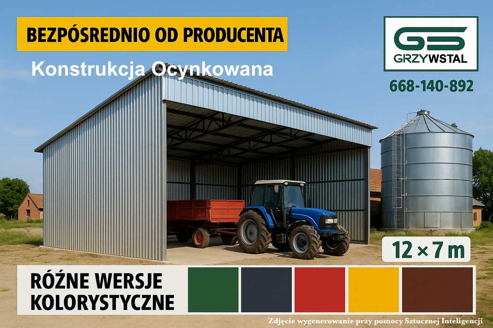 Ocynk Garaż Blaszany - Wiata na Maszyny -Magazyn Rolniczy – GRZYWSTAL*