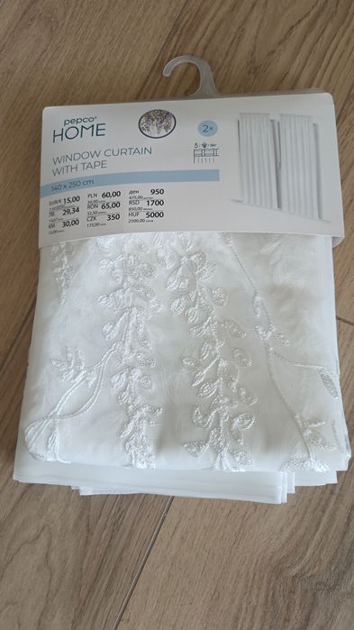 Firany 2szt prowansalska lawendowa kolekcja Pepco 140x250