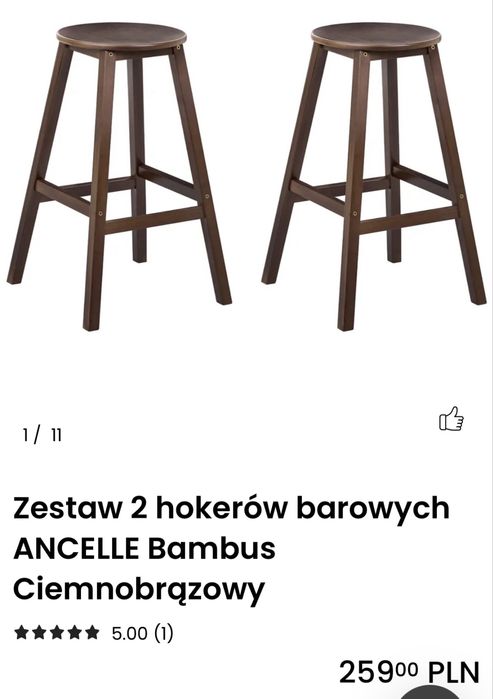 Zestaw 2 hokerów, stołki barowe nowe 100 zl sztuka