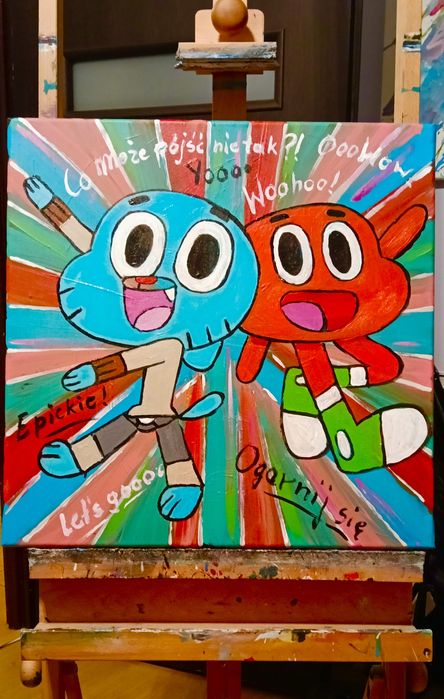 Abstrakcja 50x50 Gambol obrazek malowany