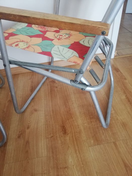 Dwa krzesła składane aluminiowe PRL