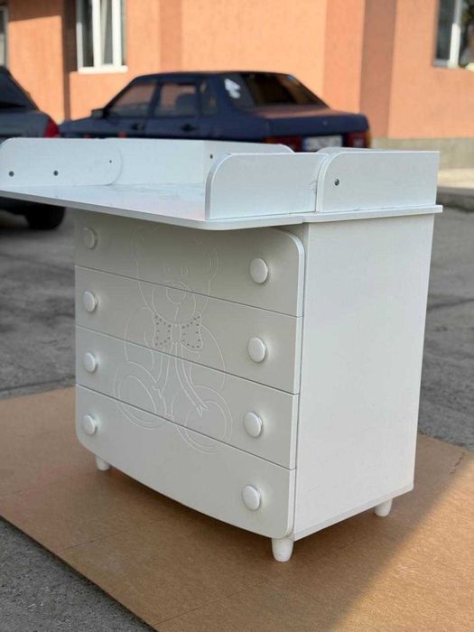 Комод-пеленатор Angelo “Ведмедик” Білий зі стразами