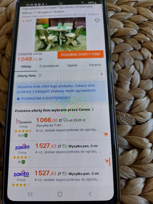 Komplet ogrodowy Miłosz niebieski stół 110cm 4 krzesła