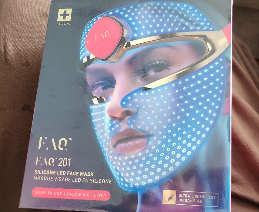 FAQ 201 Advanced RGB LED Lights Maska na twarz - na plamy i łagodny trądzik - Maski na twarz Pielęgnacja skóry - Bezprzewodowe maski na twarz Beauty