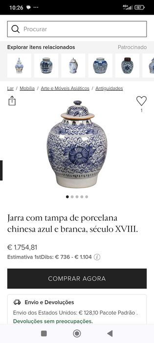 Pote Porcelana Chinesa Séc XVIII 24 cm