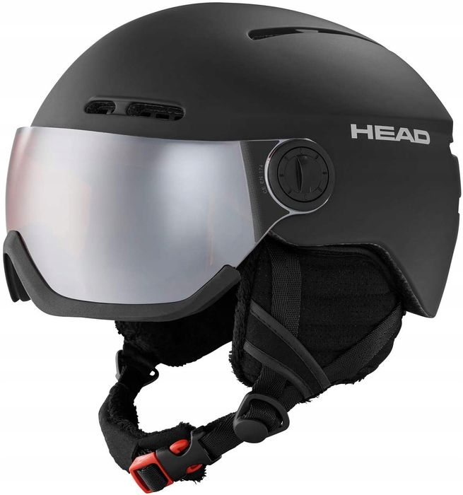 kask narciarski z przyłbicą szybą head knight black xs/s 52-54 cm czarny