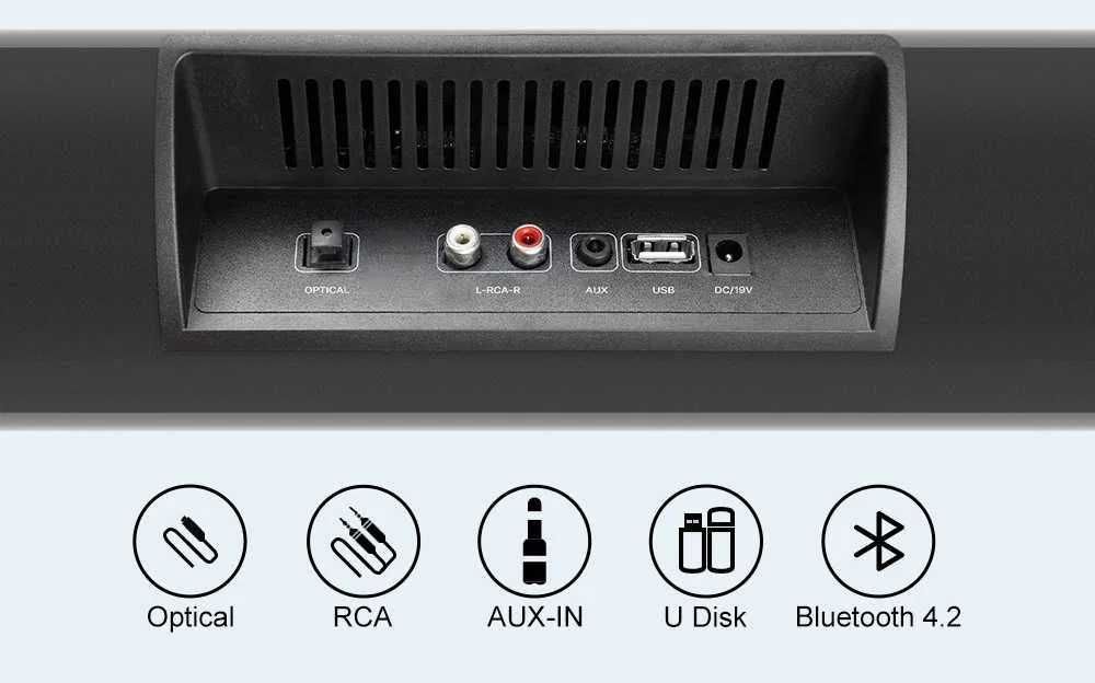 Soundbar Grande 100W Hi-Fi Bluetooth com AUX, Óptico e USB para TV e Telemóvel NOVO