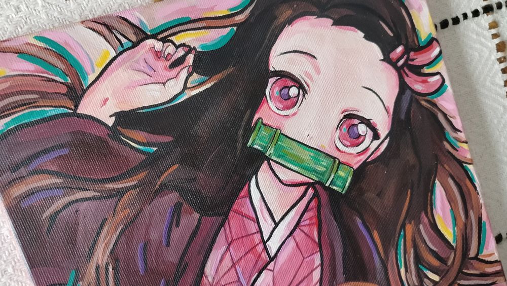 Nezuko Kimetsu no Yaiba Demon Slayer obraz anime 30x30cm