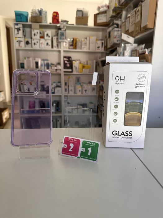 Etui Matrix fioletowe + SZKŁO DO XIAOMI REDMI NOTE 14 4G