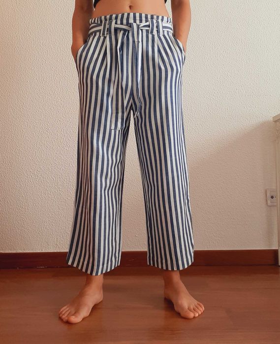 Cullotes azuis às riscas Stradivarius