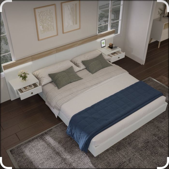 Cama de casal de madeira