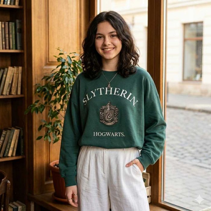 Кроп-світшот слизерин гаррі поттер (slytherin hogwarts)  l / оверсайз
