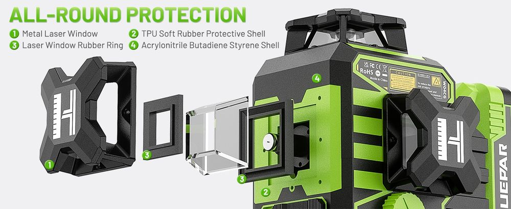 Huepar W04CG 4D 16 ліній,Професійний лазерний рівень,нівелір