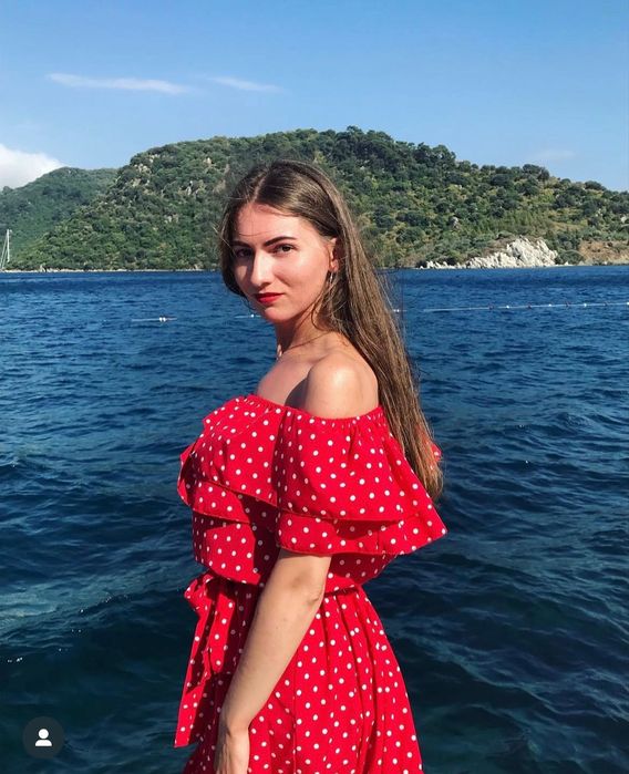 Сукня червона в горох, розмір xs-s