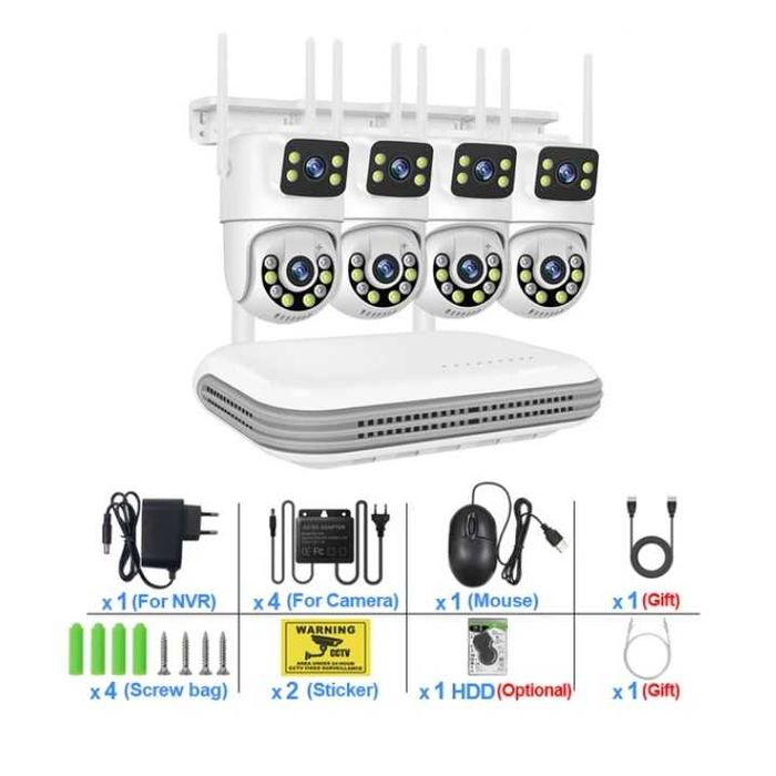 Kit CCTV câmaras rotativas 2 lentes videovigilância 8CH 4 câmaras WiFi