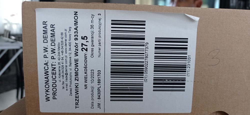 Trzewiki zimowe wzór 933A/MON roz 27,5(43)