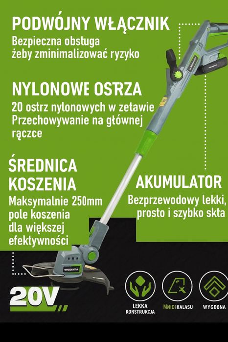 Podkaszarka akumulatorowa + akumulator i ładowarka