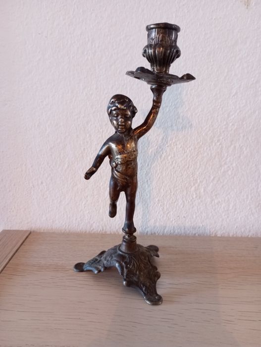 Castiçal Porta Velas em Bronze Vintage