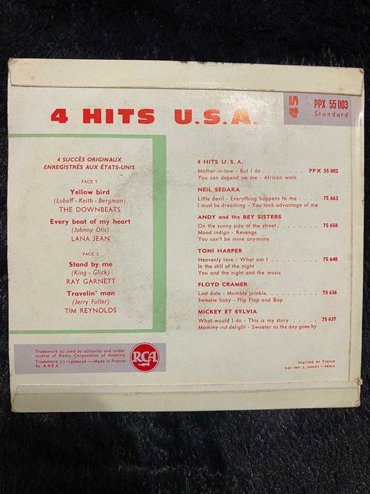 4 Hits U.S.A. Yellow Bird, Stand By Me, Travelin’ Man – 7” 45 France