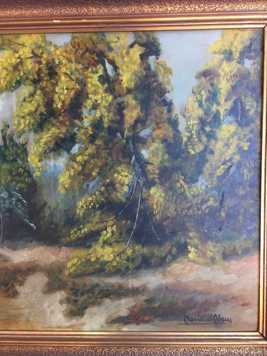 Pintura a óleo de Maria D'Abreu assinado pela artista