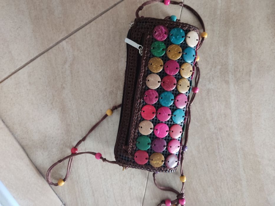 Etniczna kolorowa torebka na ramię na suwak