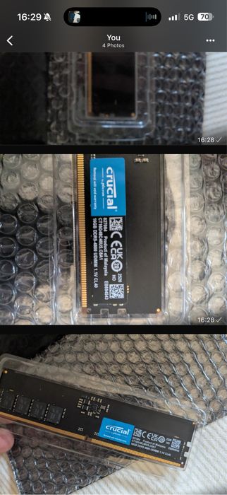 16 gb Ram ddr5 crucial 4800mhz 40cl