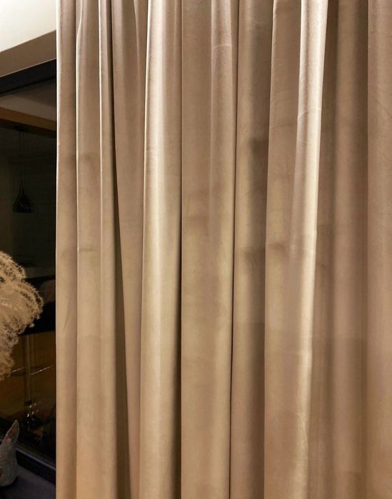 Zasłona PREMIUM Beżowa Welurowa Brązowa