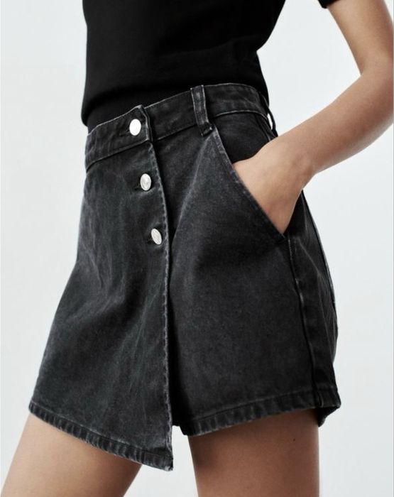 Шорти zara, шорти mom fit zara, чорні джинсові шорти zara