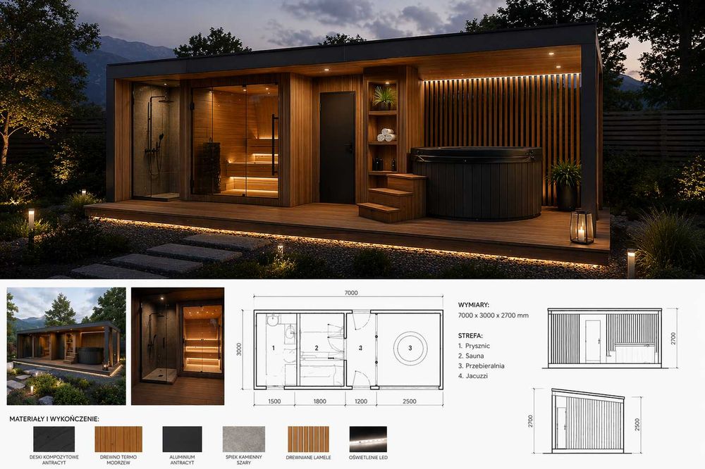 Sauna Premium Horizon z Tarasem Wellness