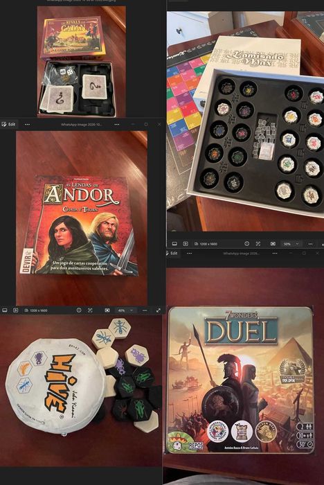 Vários Jogos de Tabuleiro, Cartas, Puzzles e Livros – 2.ª Mão