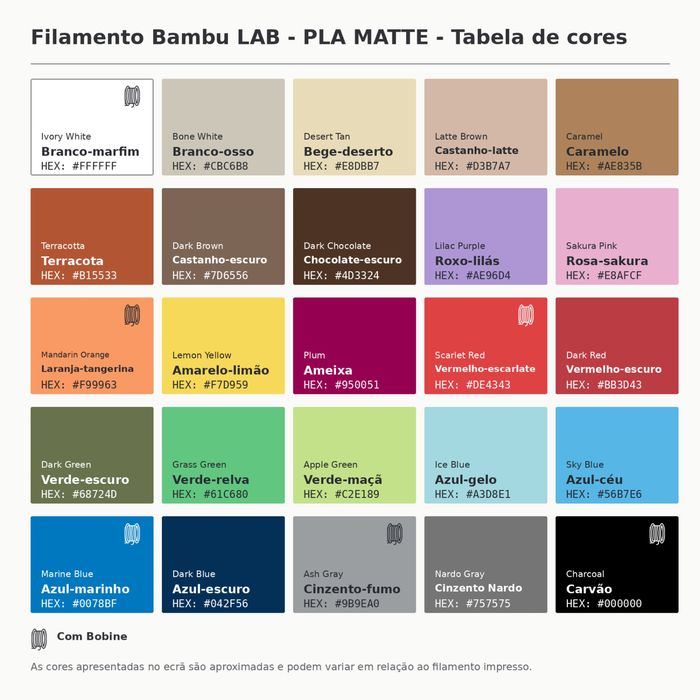 Filamento PLA Bambu Lab para Impressora 3D | Basic e Matte