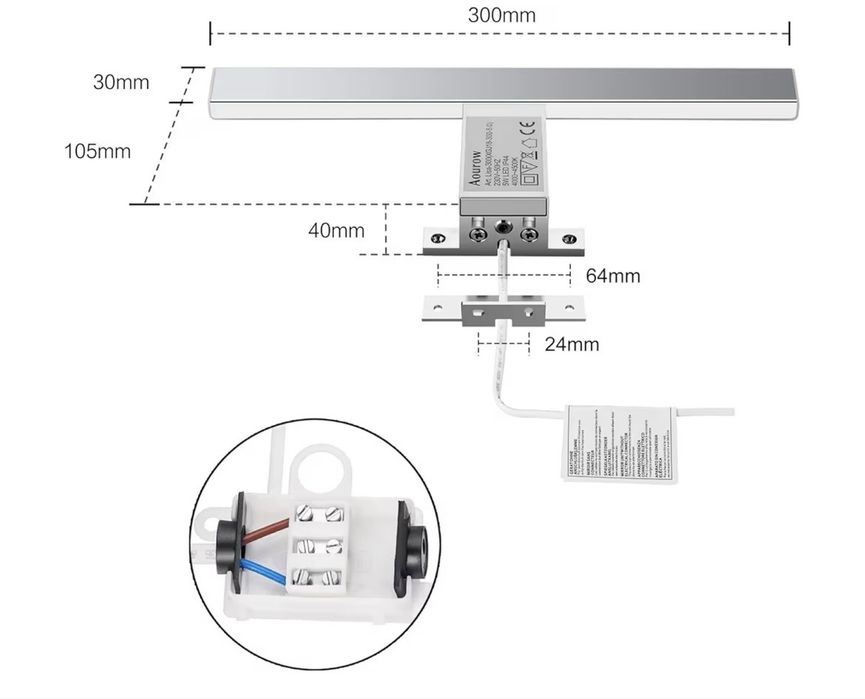 Lampa  Led do lustra łazienkow  5W 3OOmm,500 lm,IP44