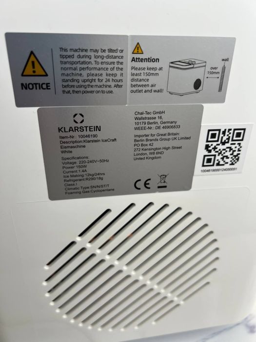 Льодогенератор з Німеччини Klarstein IceCraft 12 кг 10046190