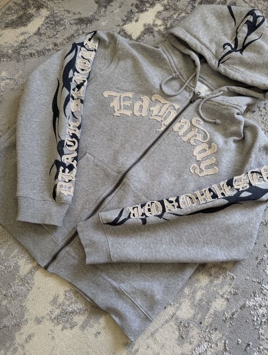 Ed hardy сіра zip hoodie