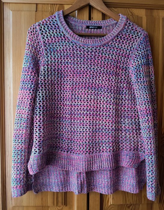 Różowy kolorowy sweterek damski na długi rękaw Gina tricot S 36