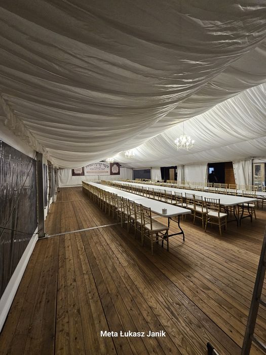 Wynajem Hala namiotowa namiot imprezowy cateringowy stoły krzesła
