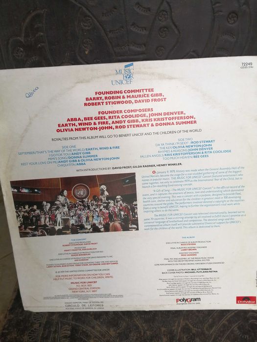 vinil - lp - the music for unicef concert