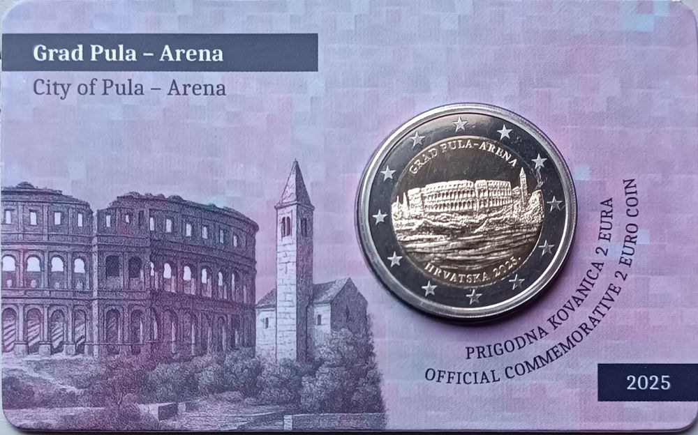 Croácia 2025 - Moeda 2 € Coincart " Grad PULA Arena "
