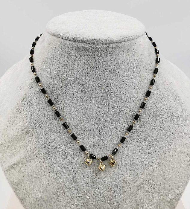 Celebrytka złota stal chirurgiczna serduszka koraliki