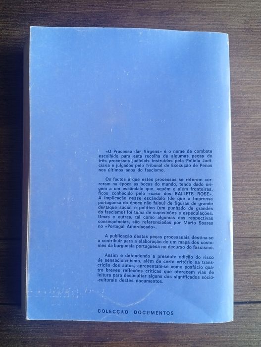 livro "O Processo das Virgens: Aventuras, Venturas e Desventuras Sexuais em Lisboa, nos Últimos Anos do Fascismo"