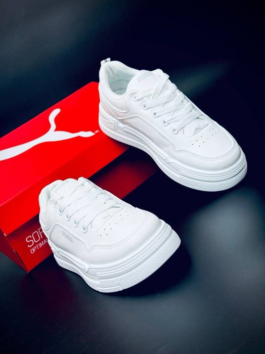 Кросівки на платформі Puma•жіночі білі пума•кеди на високій підошві