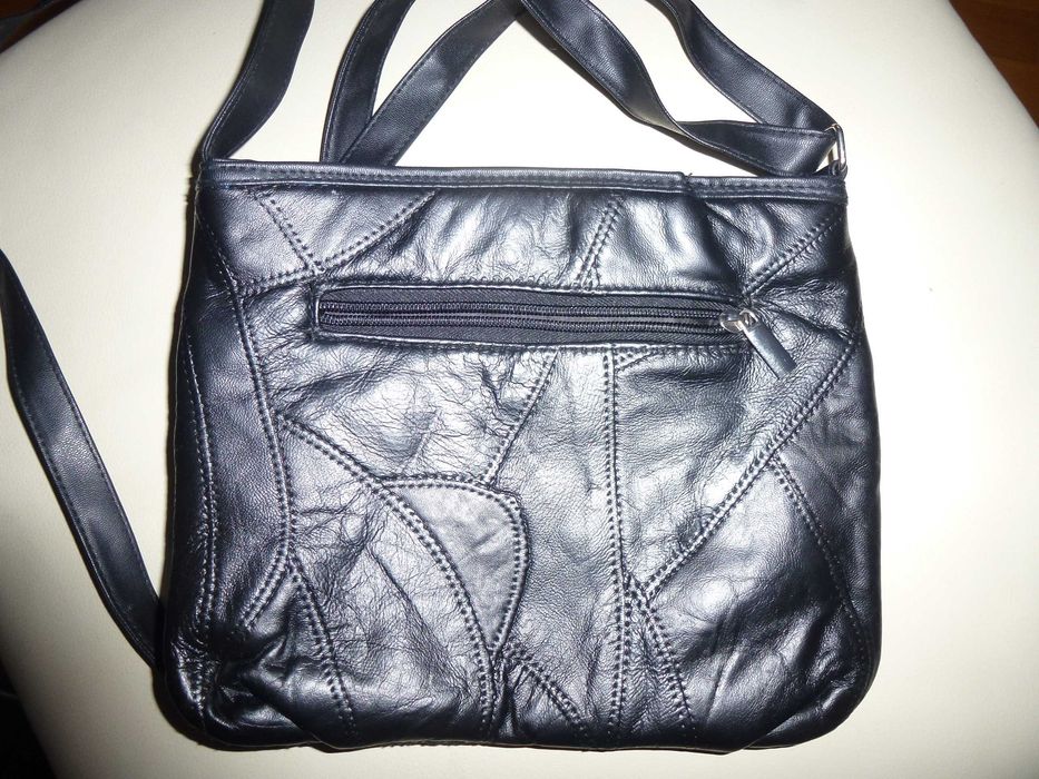 Torebka skóra naturalna czarna  STEFANO 26x21 nowa