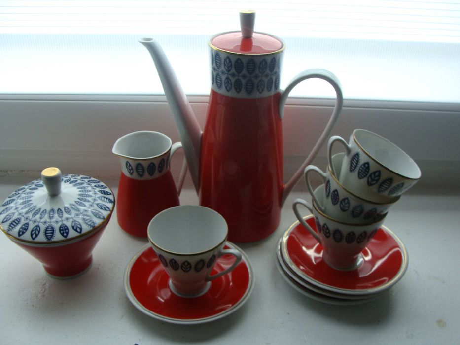 Serwis kawowy Freiberger Porcelain Mocca z lat 70. NRD