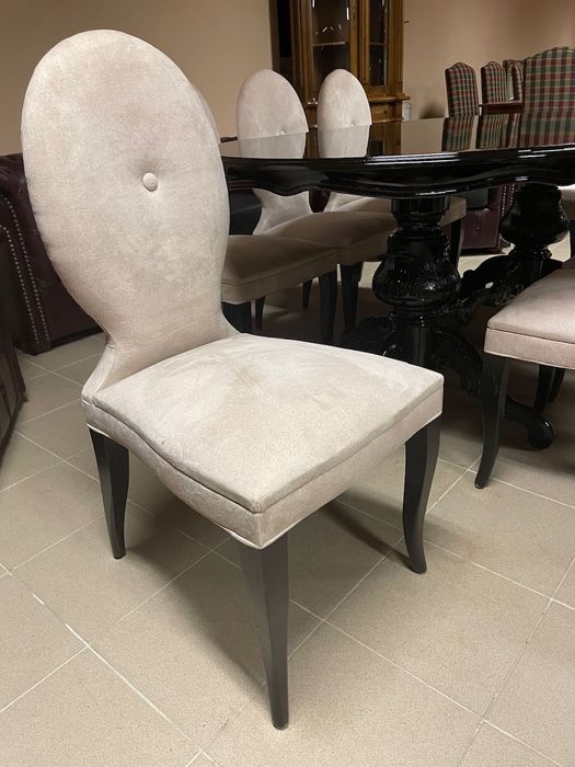 Piękny Designerski  Zestaw Stół + 8 Krzeseł Designer’s Guild Czarny