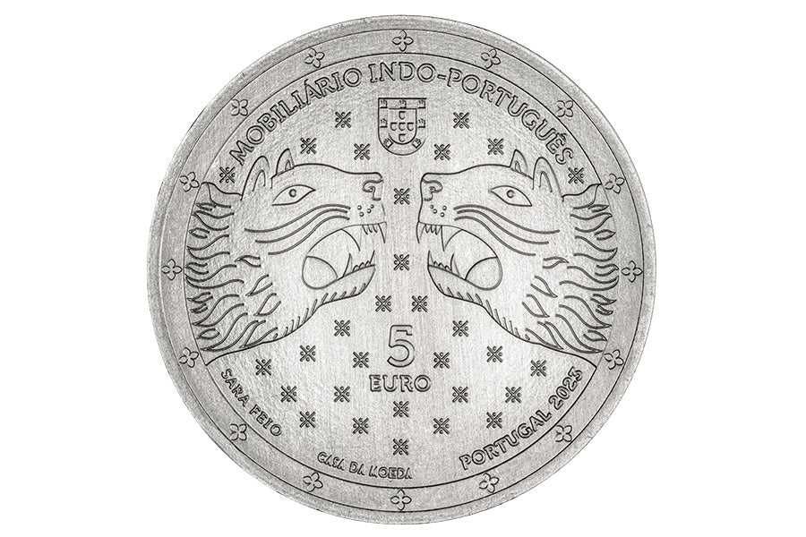 Moeda comemorativa 5€ 5 euros Mobiliário Indo-Português Oriente